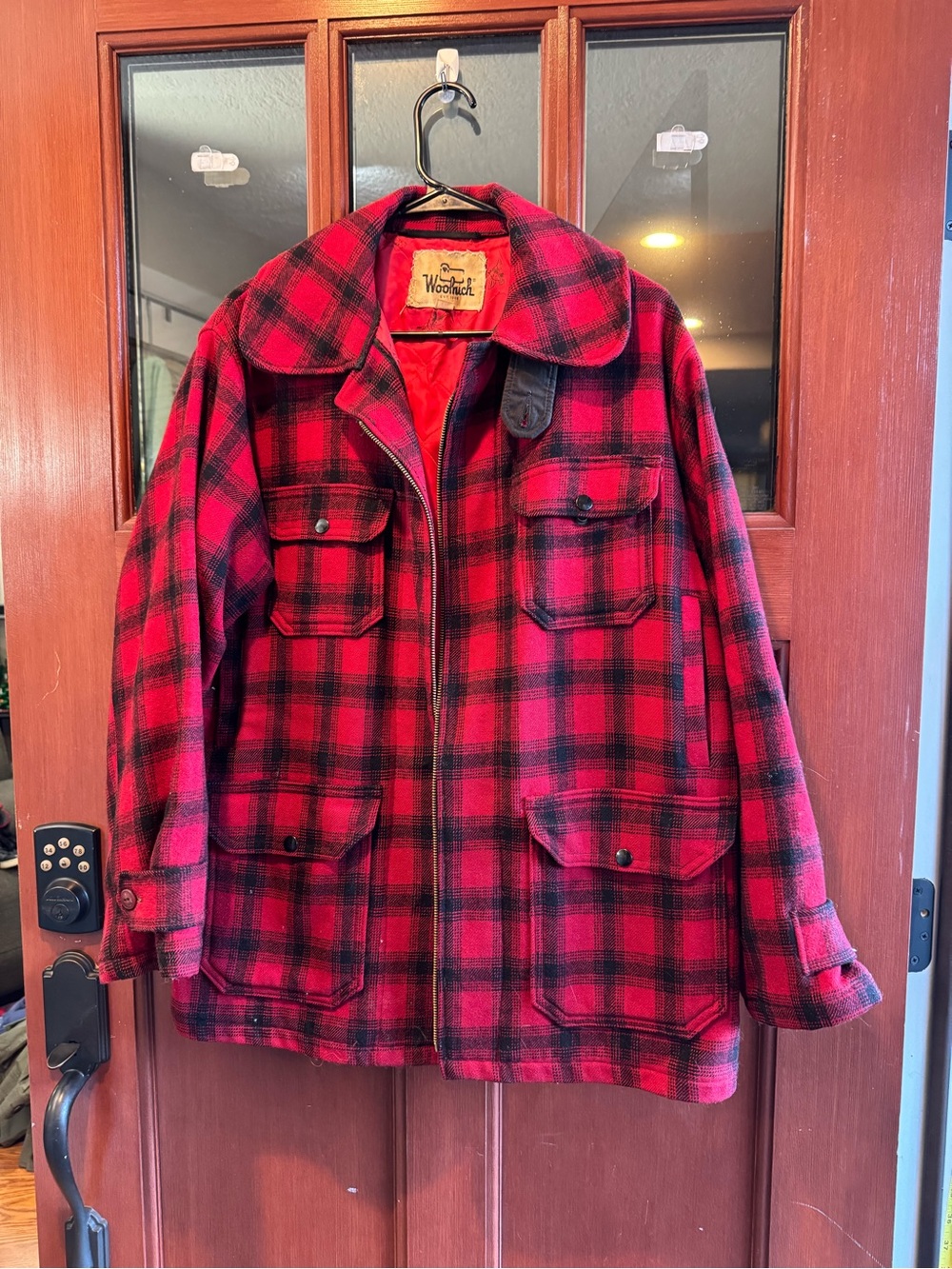 Vintage 1970 Woolrich Red and Black Plaid Field Jacket unisex